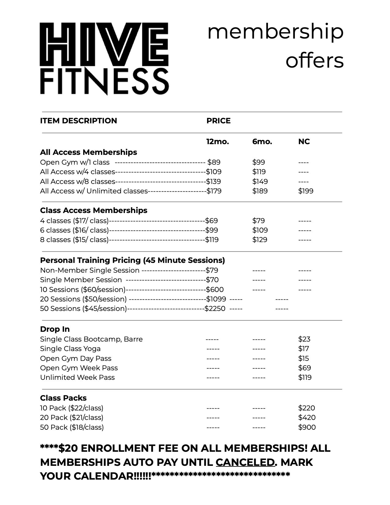 HIVE FITNESS membership offers-14