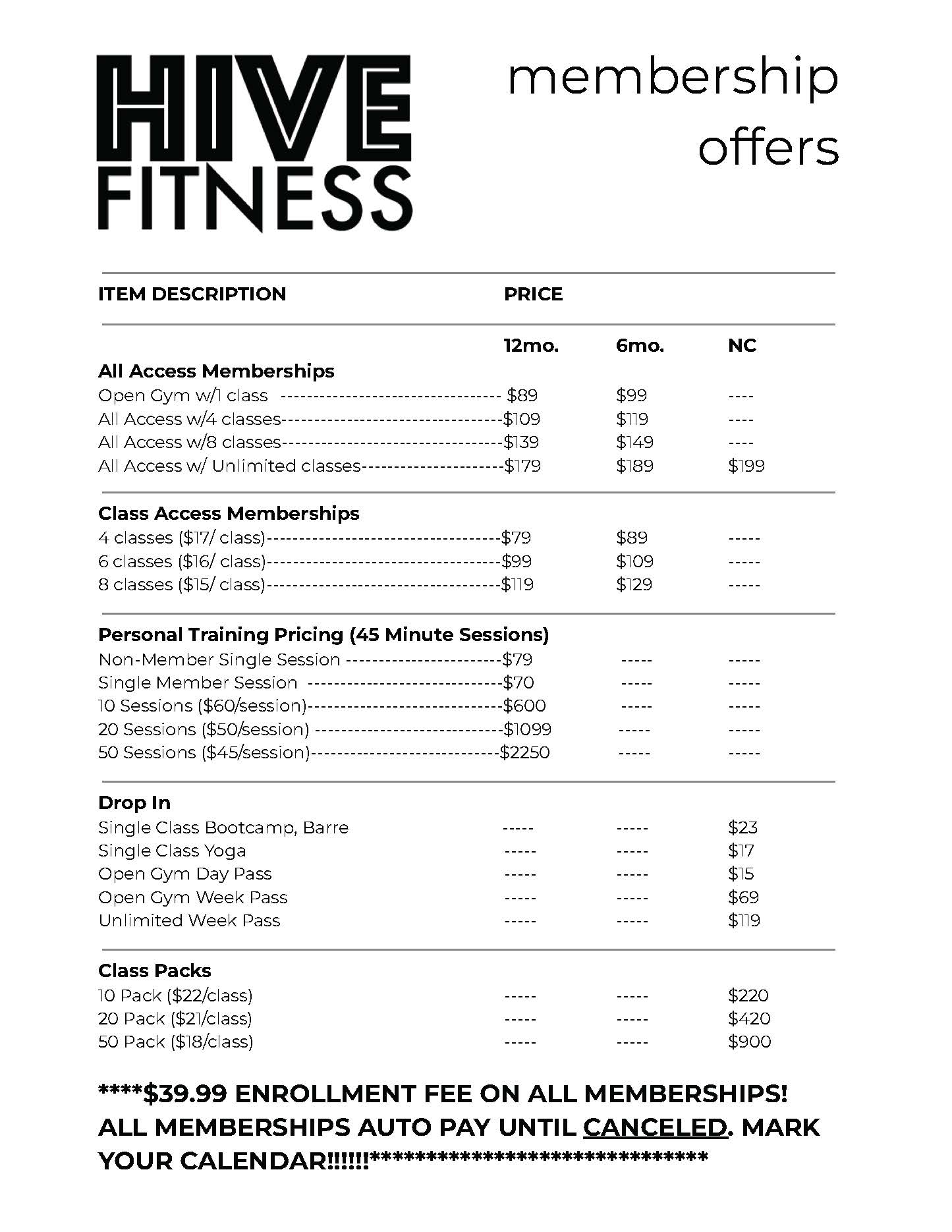 HIVE FITNESS membership offers-18